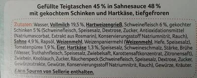 Lista de ingredientes del producto Tortellini Schinken REWE 