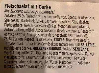 Lista de ingredientes del producto Klassischer Fleischsalat mit Gurke Dr. Doerr 200g