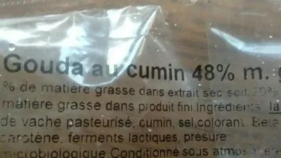 Lista de ingredientes del producto Gouda au cumin  250g