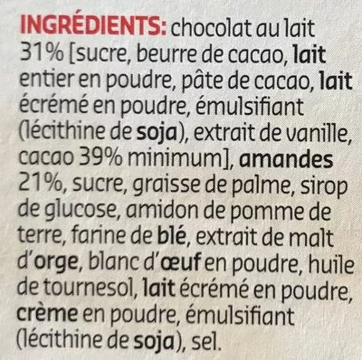 Lista de ingredientes del producto Florentins Delhaize 100 g