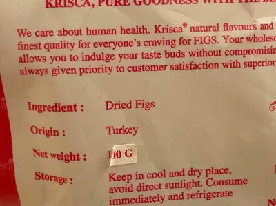 Lista de ingredientes del producto Dried Figs Krisca 200g