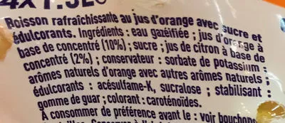 Lista de ingredientes del producto Orange Fanta 4 * 1.5L