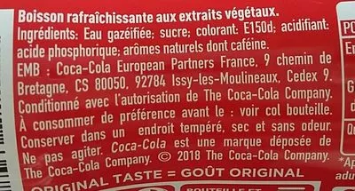 Lista de ingredientes del producto Coca-Cola Coca-Cola 250 ml