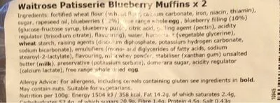 Lista de ingredientes del producto Blueberry muffin Waitrose 