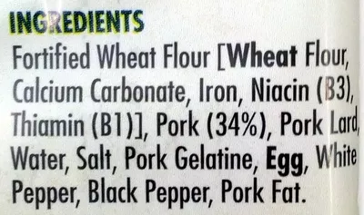 Lista de ingredientes del producto 6 Mini Melton Mowbray Pork Pies Pork Farms 300g