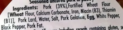 Lista de ingredientes del producto Melton Mowbray Pork Pie Pork Farms 295g