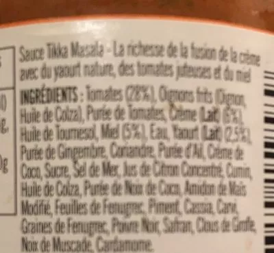 Lista de ingredientes del producto Tikka Masala Loyd Grossman 350g