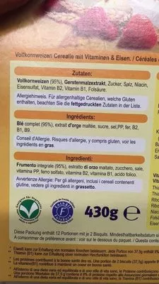 Lista de ingredientes del producto Weetabix Original Weetabix 430g