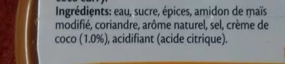 Lista de ingredientes del producto Préparation facile pour poulet coco curry SuziWan 