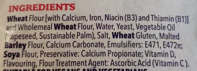 Lista de ingredientes del producto Half and Half Thick Bread Warburtons 800g