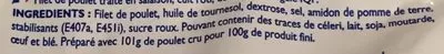 Lista de ingredientes del producto Émincés de filet de poulet rôti MOY PARK 1 kg