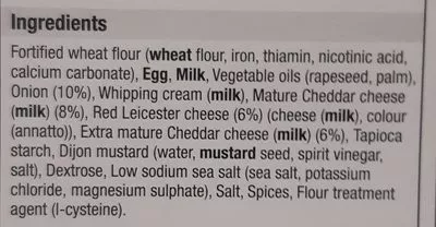 Lista de ingredientes del producto Cheese & Onion Quiche Morrisons 