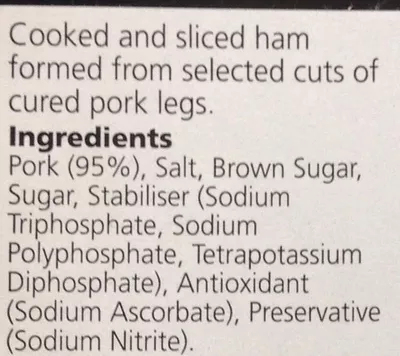 Lista de ingredientes del producto Happy Shopper Cooked Sliced Ham Happy Shopper 100 g