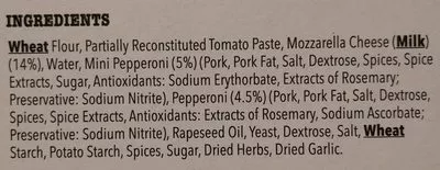 Lista de ingredientes del producto Double Pepperoni Deep Pan Pizza Iceland 