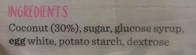 Lista de ingredientes del producto 6 Big Coconut Macaroons Mrs Crimble's 200 g