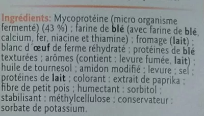 Lista de ingredientes del producto Panés au Fromage végétarien Quorn 200 g