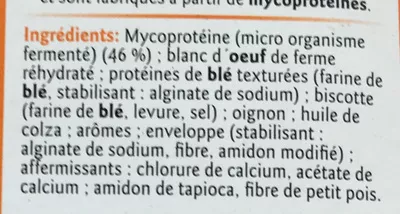 Lista de ingredientes del producto Saucisses Quorn 180 g