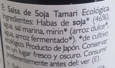 Lista de ingredientes del producto Yeamon Tamari Soya Sauce Clearspring 150ml