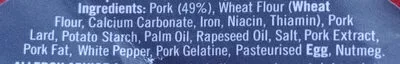 Lista de ingredientes del producto Melton Mowbray Pork Pie Dickinson & Morris 454g