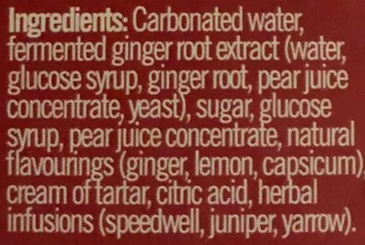 Lista de ingredientes del producto Ginger Beer  