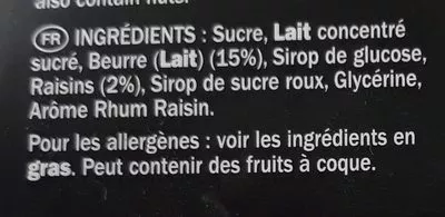 Lista de ingredientes del producto Rum & Raisin Fudge Mrs Tilly's 150 g