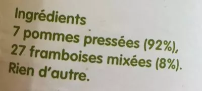 Lista de ingredientes del producto Pur jus de fruits pressés Pomme & Framboise Innocent 900 ml