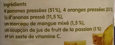 Lista de ingredientes del producto Ananas & fruit de la passion Innocent 900 ml