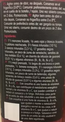 Lista de ingredientes del producto Super smoothie energia Innocent 