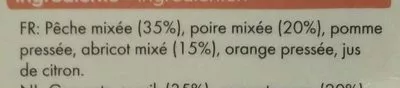 Lista de ingredientes del producto Smoothie abricot, poire & pêche Innocent 750ml