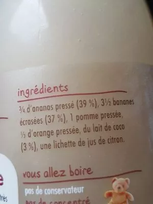 Lista de ingredientes del producto C'est parti mon coco Innocent 750 ml