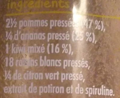 Lista de ingredientes del producto Smoothie Kiwi m'aime me suive Innocent 750 ml