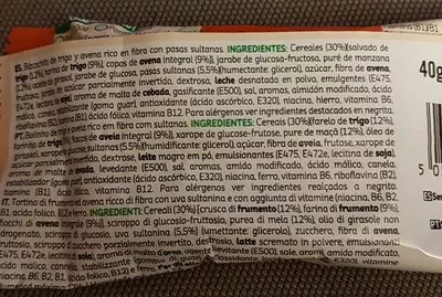 Lista de ingredientes del producto Cereales Kelloggs Bizcocho 40GR Kellogg's 40 g