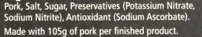 Lista de ingredientes del producto Smoked Streaky Dry Cure Bacon Tesco, Tesco Finest 240 g