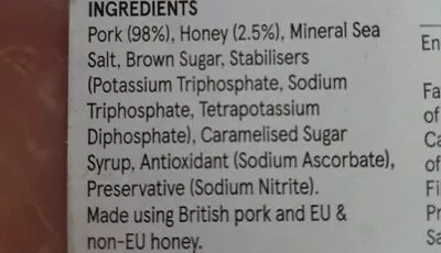 Lista de ingredientes del producto Tesco Prime Cuts Honey Roast Ham Tesco 