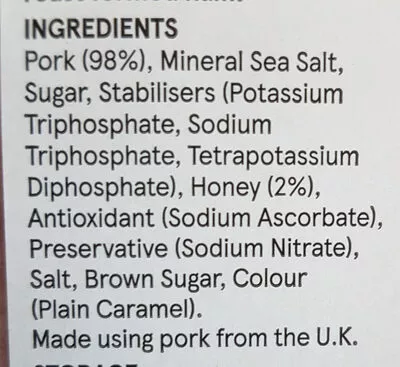 Lista de ingredientes del producto Honey Roast Ham Slices Tesco 