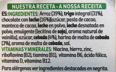 Lista de ingredientes del producto Cereales de desayuno con chocolate con leche Kellogg's 375g