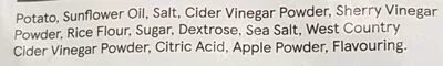 Lista de ingredientes del producto Crinkle Cut Sea Salt & Cider Vinegar TESCO finest,  Tesco 150 g