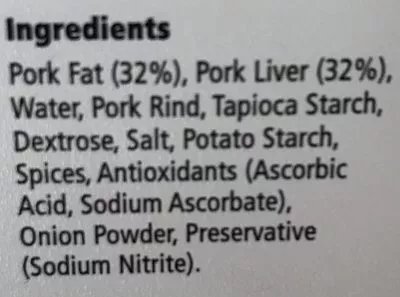 Lista de ingredientes del producto Tesco Smooth Brussels Pâté Tesco 