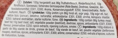 Lista de ingredientes del producto Istanbul salami slice  