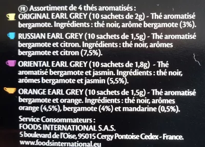 Lista de ingredientes del producto Earl Grey Collection Twinings 68 g