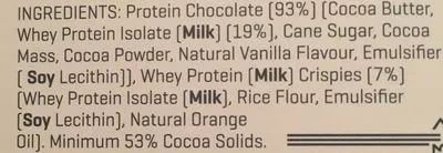 Lista de ingredientes del producto High Protein Chocolate Orange Myprotein 70 g e