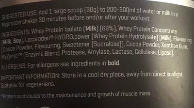 Lista de ingredientes del producto The Whey , Chocolate Caramel myprotein 