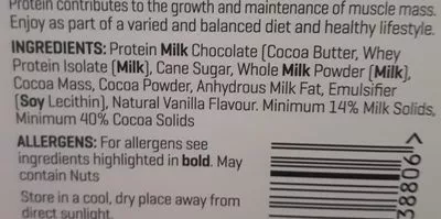 Lista de ingredientes del producto High protein milk chocolate myprotein 70g