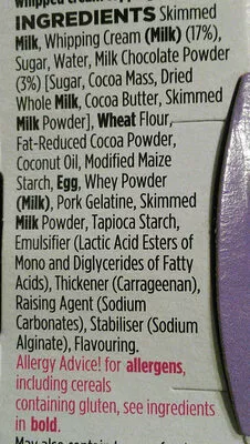 Lista de ingredientes del producto 2 Chocolate Trifles Asda 200