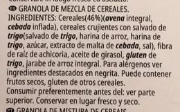 Lista de ingredientes del producto All-Bran Prebiotic Granola Kellogg's 380 g