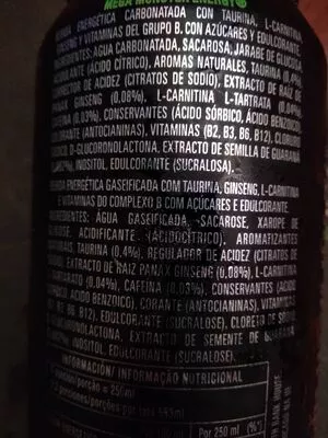 Lista de ingredientes del producto Monster Energy Monster Energy 