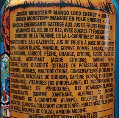 Lista de ingredientes del producto Juiced - Mango loco Monster 500ml