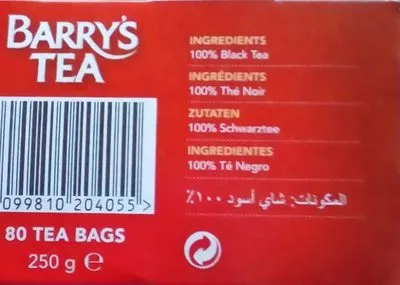 Lista de ingredientes del producto Barry's Tea Gold Blend Barry's Tea 