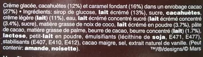 Lista de ingredientes del producto Barres glacées Snickers 318 ml