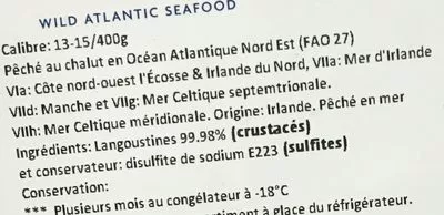 Lista de ingredientes del producto Langoustines entières crues surgelées Errigal Bay 500 g